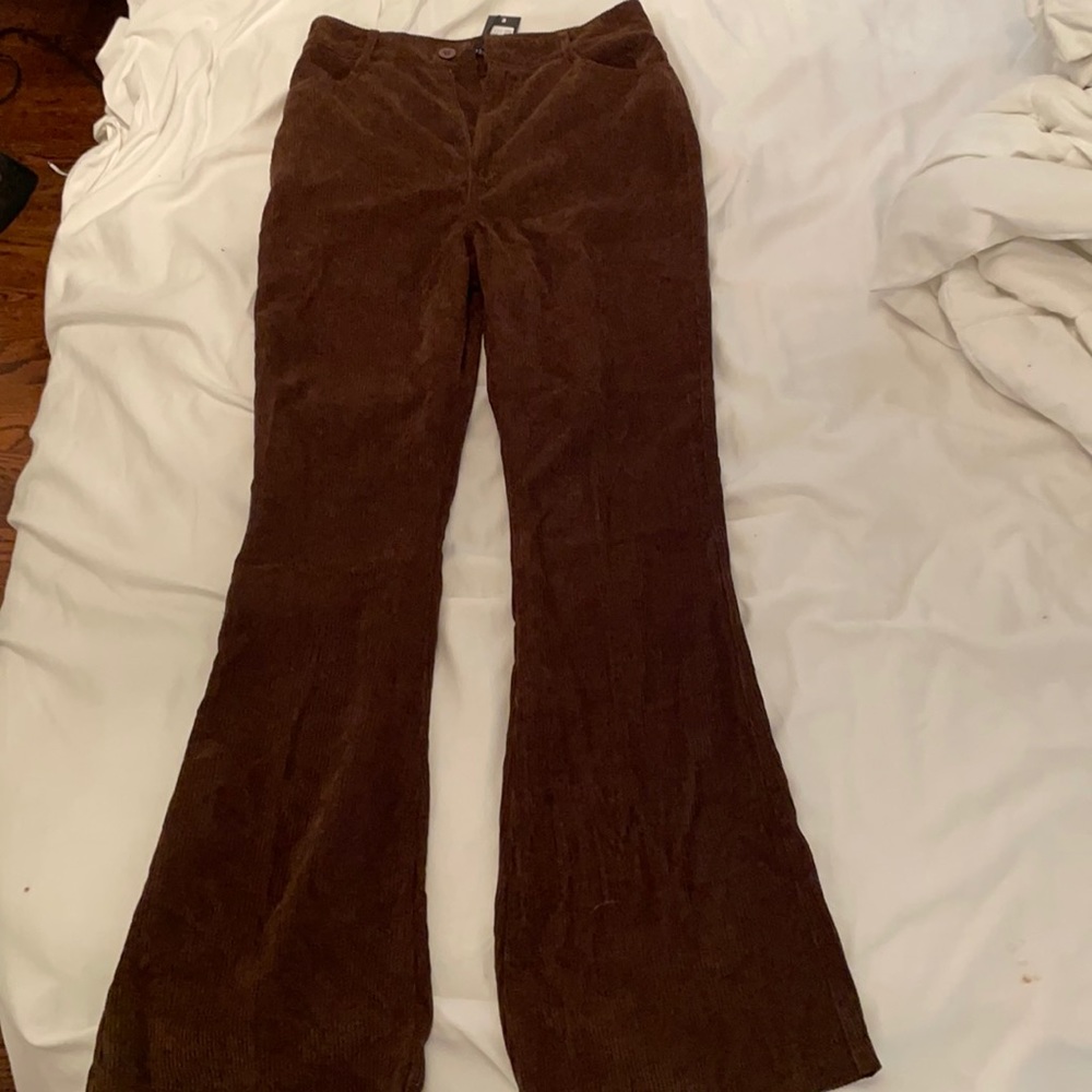 Brown corduroy flare pants. Nasty Gal